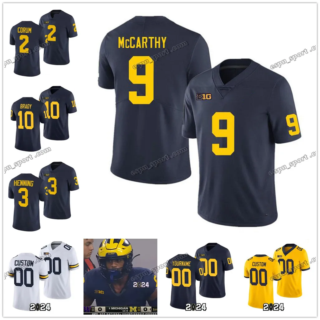 2024 MENS MICHIGAN Wolverines College Football Jersey J.J. McCarthy Blake Corum Donovan Edwards Cornelius Johnson Roman Wilson Jaylen Harrell Michael Barrett