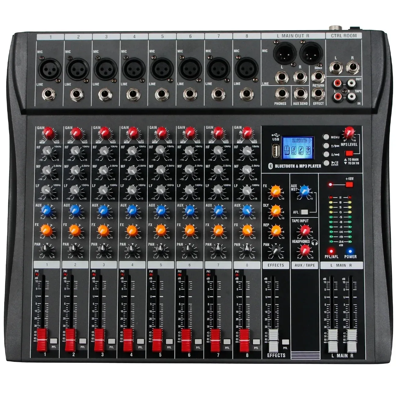 Contrôleur Dj Mixer Audio Table de mixage sonore Carte Pc professionnel Consoles numériques Interface Console Pro Équipement 8 canaux y240110