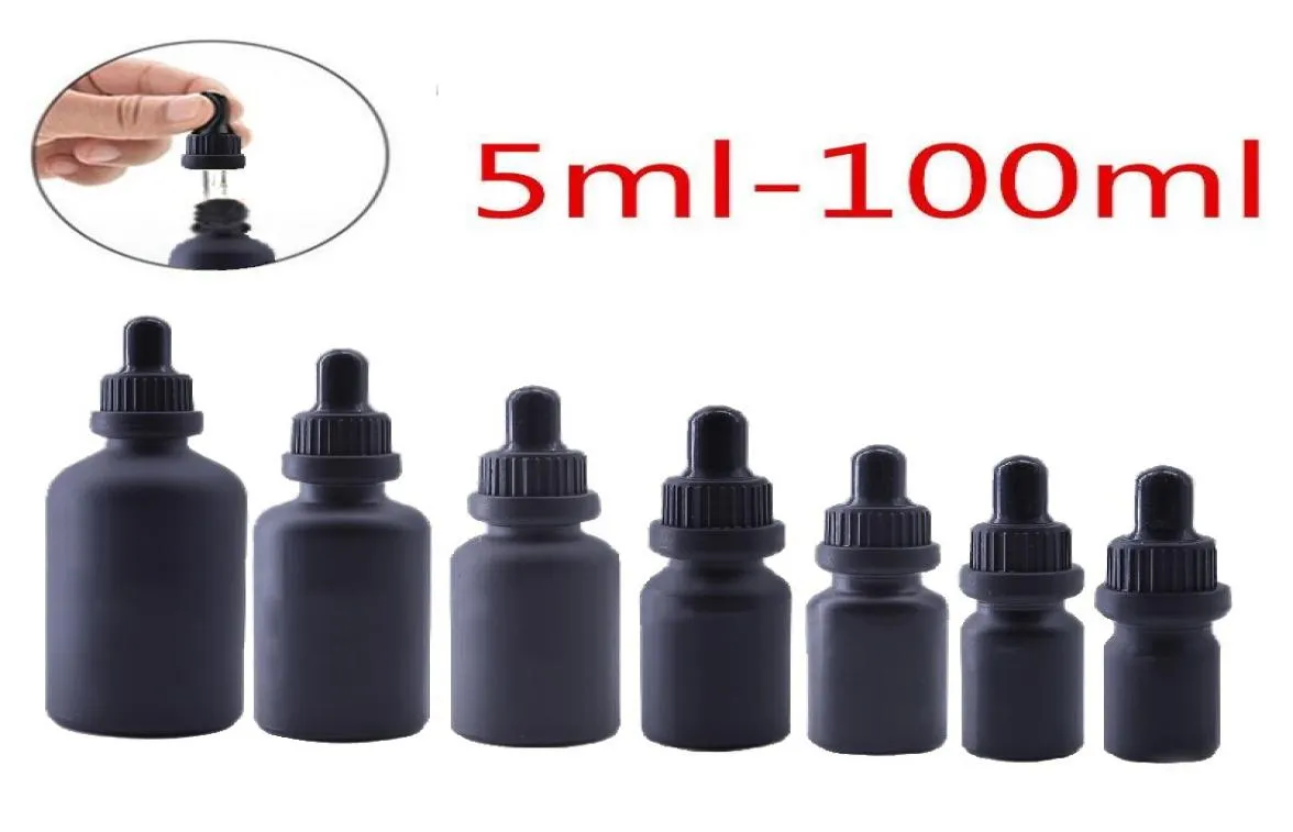 Black Frosted Glass Essential Oil Perfume bottles e Liquid Reagent Pipette Bottles Eye Dropper Aromatherapy Bottle 5ml100ml6928038