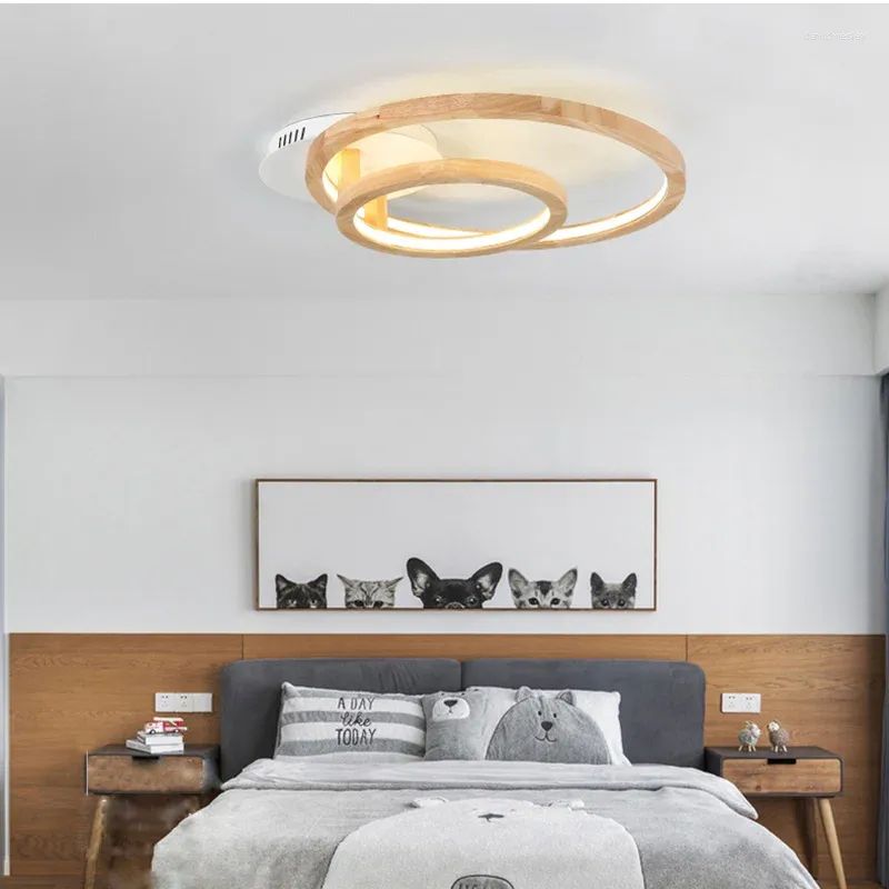 Hängslampor modern matbord ljus café rum ring hängande fixtur led lampor fast trä för tak