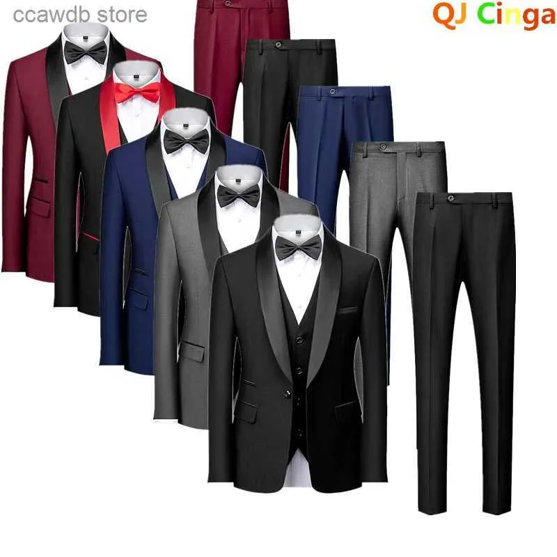 Herrenanzüge Blazer Schwarz Herrenanzug 3-teilig Business Hochzeit Terno Masculino Mode Slim Fit Come Homme Blau Rot Grau M-4XL 5XL T240110