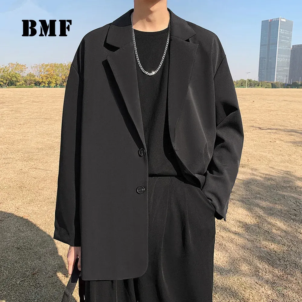 Koreansk stil hiphop lös plusstorlek kostym man kpop överdimensionerade toppar herrkläder ulzzang modekrock streetwear jackor 240110