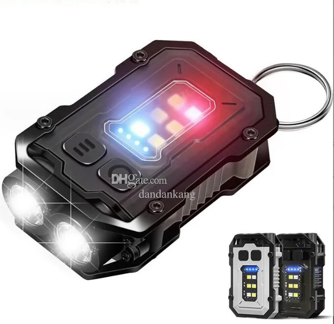 Mini torcia LED multifunzionale Potente torcia ricaricabile a 8 modalità Torcia tascabile da lavoro di emergenza Portachiavi COB con clip magnetica in metallo