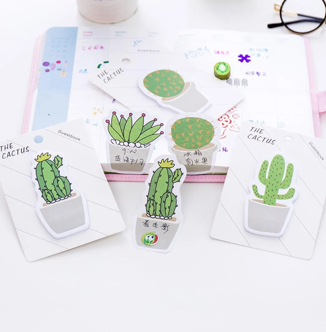 Adorável cactus bloco de notas pegajoso adesivo memorando livro nota papel n adesivos papelaria acessórios de escritório material escolar 8615887