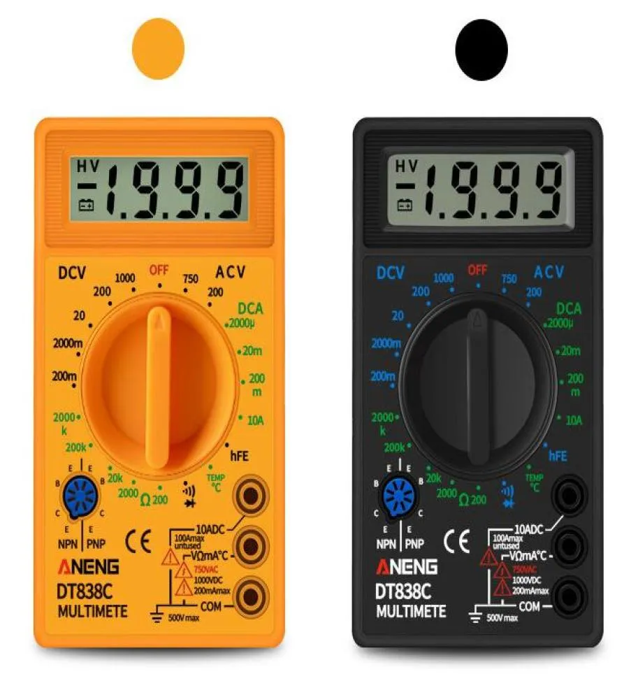 DT838C LCD Digital Multimeter ACDC 7501000V Amp Volt Ohm Tem Tester with Test Lead and Temperature Probe Voltmeter Ammeter2312076