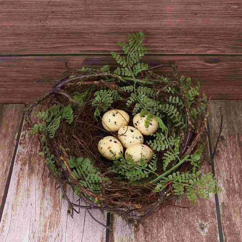 Decorative Flowers 1 Set 20cm Artificial Bird Nests Nest With Eggs Simulation Twig Spotted