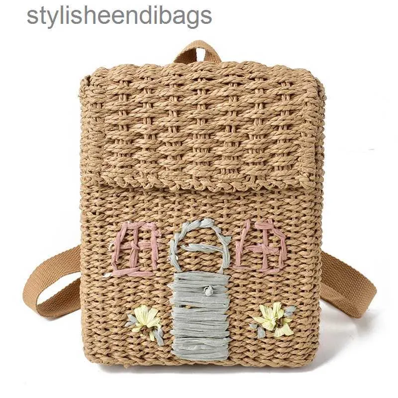 Ryggsäck stil ny stil dubbel axel strev vävd väska med handbärande vävd ryggpackstylisheendibags