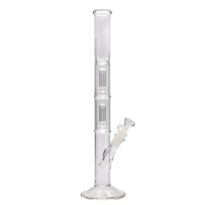 14 inch Tall Clear Double UFO Showerhead Perc Straight Tube Hookahs dry herb bong