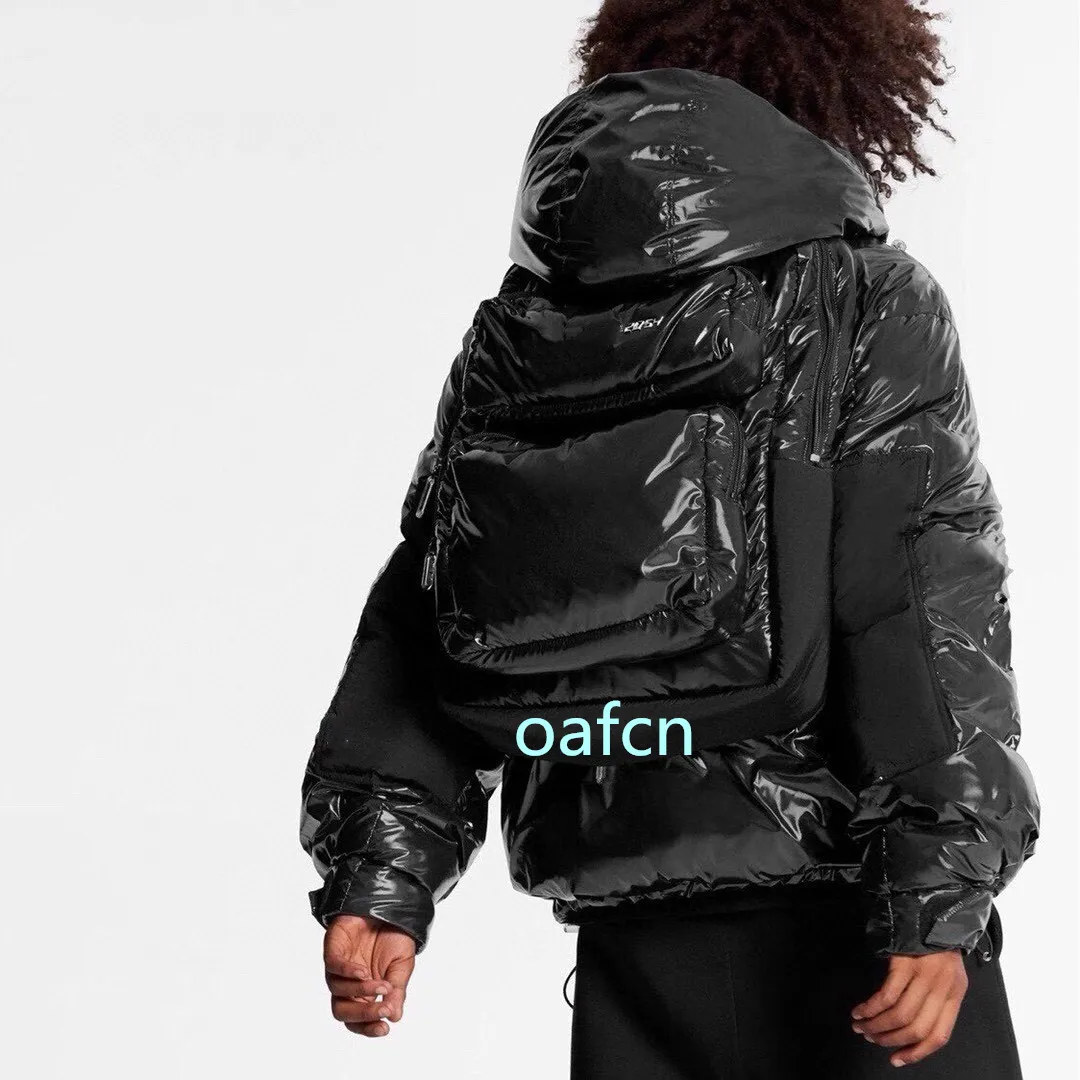 2024SS Herren- und Damen-Winter-Daunenmantel mit dicker Kapuze, Space Concept Design, wasserdicht, winddicht, leicht, warm, superweich, abnehmbarer Rucksack, glänzender Mantel