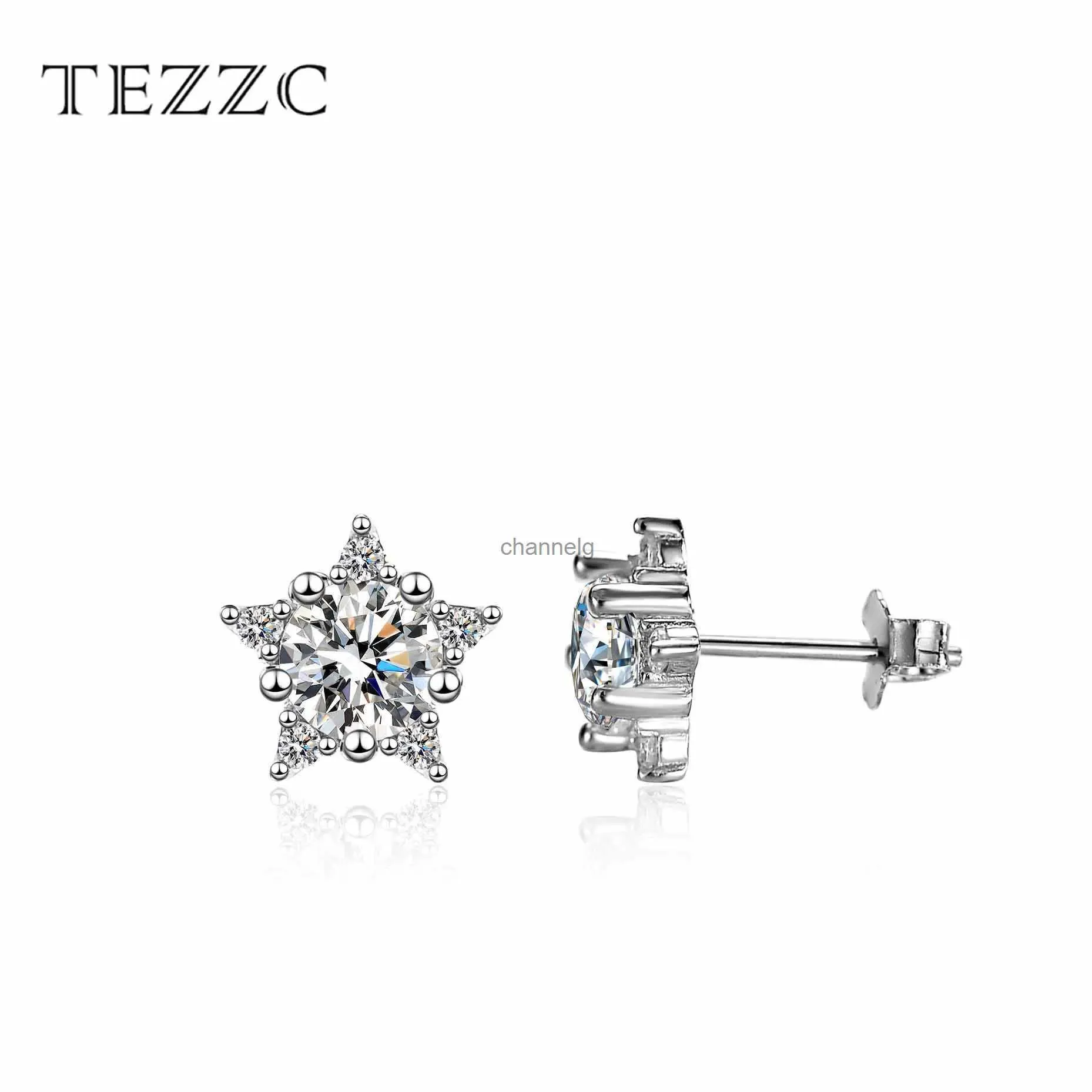 Stud Tezzc Real Moissanite Diamond Star Stud Earrings 0.5CT D Color VVS1 925 Sterling Silver For Women Valentine's Day Fine Jewelry YQ240110
