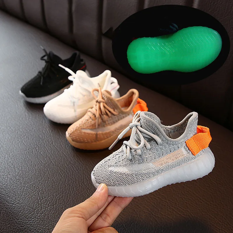 Instagram Super Hot Summer New Men's and Women's Flying Weaving Sports Leisure Breathable Coconut Night Glow Running Shoes Popular Children's Shoes