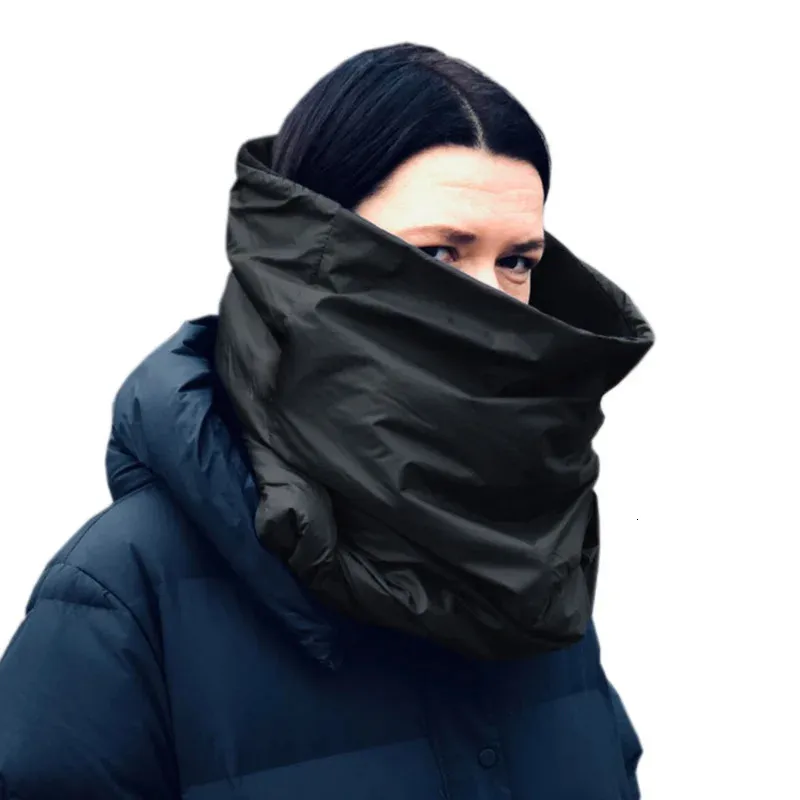 Moda chunky infinito unissex cachecol snood impermeável à prova de vento lenço puffer cachecol com capuz enorme inverno pescoço quente 240110