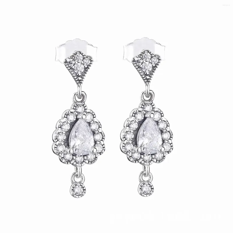 Stud Earrings Factory Wholesale Ear Cuff Winter Collection 925 Sterling Silver Tear Drop Dangle With Clear CZ Fits European