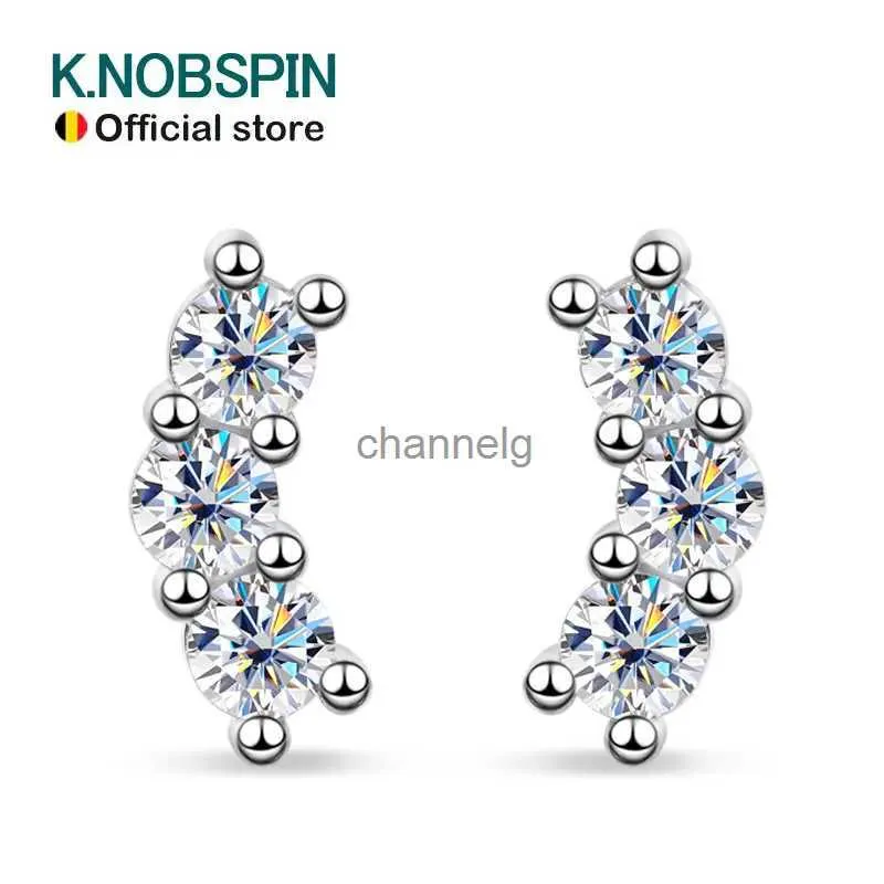 Stud KNOBSPIN D VVS1 Voll-Moissanit-Ohrringe für Damen, klassisch, trendig, Party, Alltag, GRA-zertifiziert, S925, versilbert, 18 Karat Ohrring YQ240110