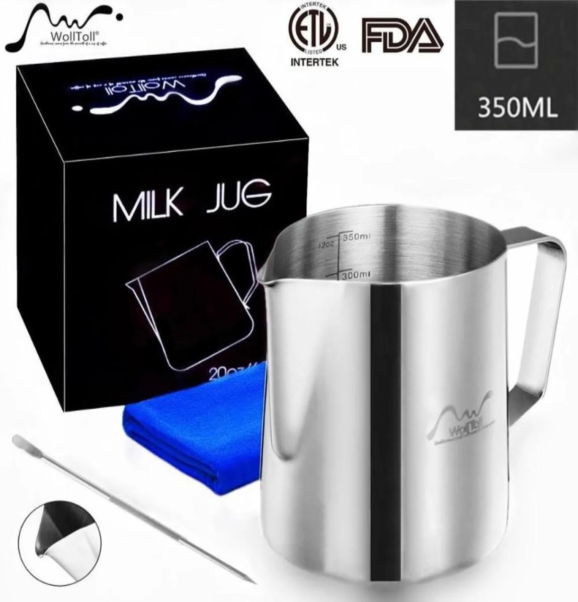 Jarra para espuma de leite em aço inoxidável Espresso Coffee Barista Craft Latte C8242688