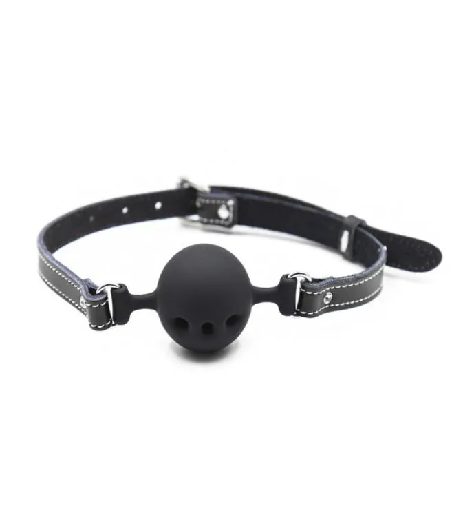 WholeSM Sex Open Mond Gag lederen Fixatie Siliconen Bal Gag Mond Plug Volwassen Terughoudendheid Slave Bondage Speeltjes voor koppels Z2622825