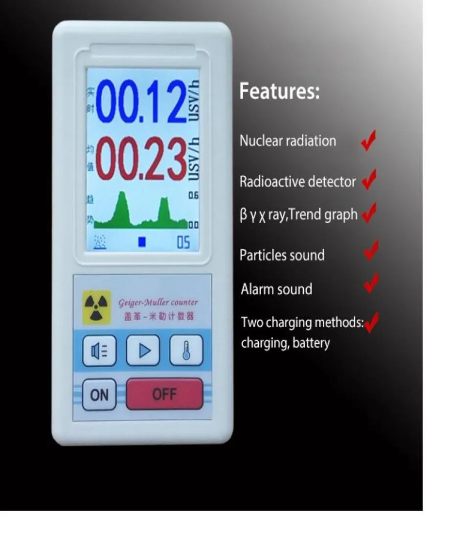 Rilevatore di radiazioni nucleari Contatore elettromagnetico Beta Gamma Raggi X Dosimetri a raggi Dosimetri personali con schermo di visualizzazione1069901