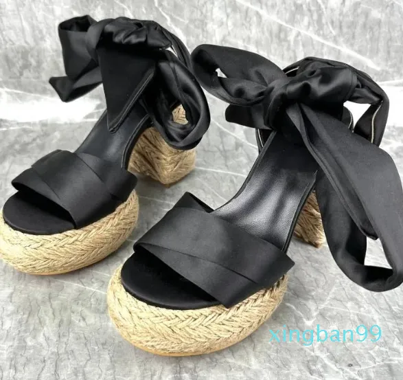 Geklede schoenen Strap Wedge Sandalen Dames Zomer Bohemian Joker Platform Oranje Zwart Comfortabele Muffin Slip-Proof