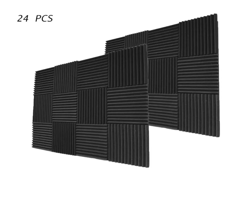 24 PCSアコースティックウェッジサウンドプルーフフォーム12quot x 12quot x 1quotインチノイズ分離foam3010246