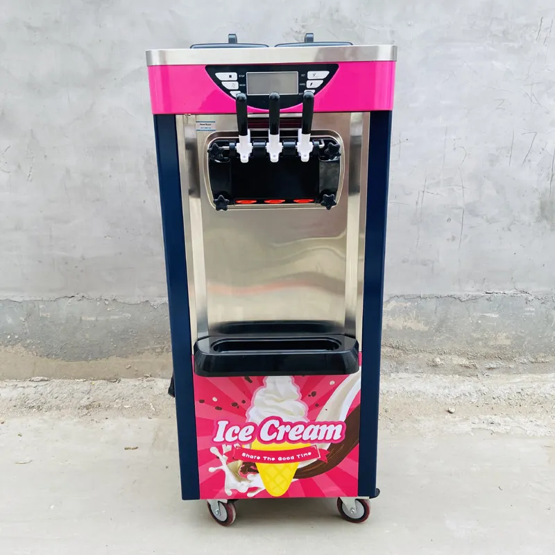Machine à crème glacée verticale en acier inoxydable, support sur pied, pour yaourt glacé, service commercial, offre spéciale