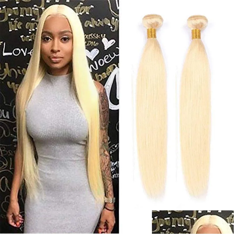 Extensions de cheveux brésiliens vierges 613 blondes droites péruviennes malaisiennes indiennes tisse deux faisceaux couleur 2 livraison directe P Dhq0S