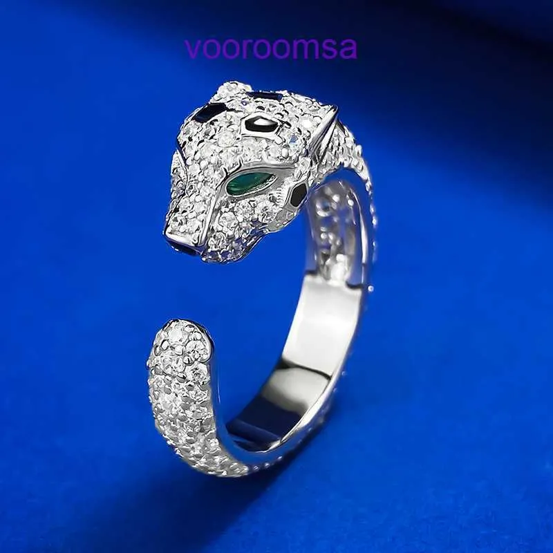 Top quality Carter rings for women and men Jewelry 925 Silver Plated Gold Ring High Carbon Diamond Wooden Green Panther Series With Original Box