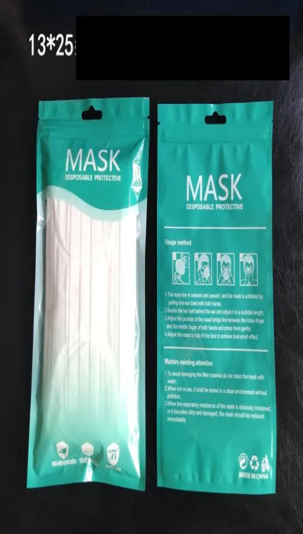 In stock Mask Packing Bags Zipper Opp Bag Retail Packaging Bags English Translucent Plastic Ziplock Bag for Masks GGA34482557349