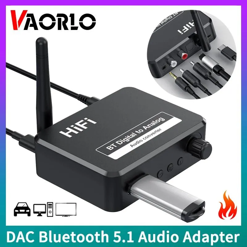 Connectors 2 in1 DAC Bluetooth 5.1 Audio Receiver Digital to Analog Converter 3.5mm AUX RCA UDisk Optical Jack Stereo Wireless Adadper