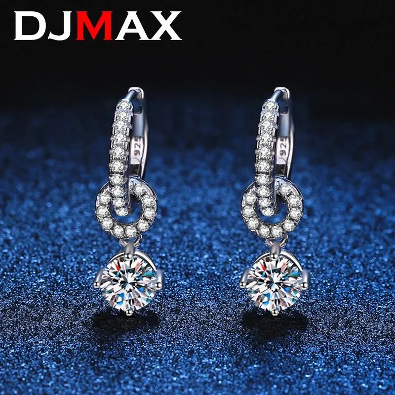 Oorbellen DJMAX 1ct Wit Vergulde Moissanite Druppel Oorbel voor Vrouwen Sprankelende Bruiloft Sieraden 100% 925 Massief Zilveren Oorbel Groothandel