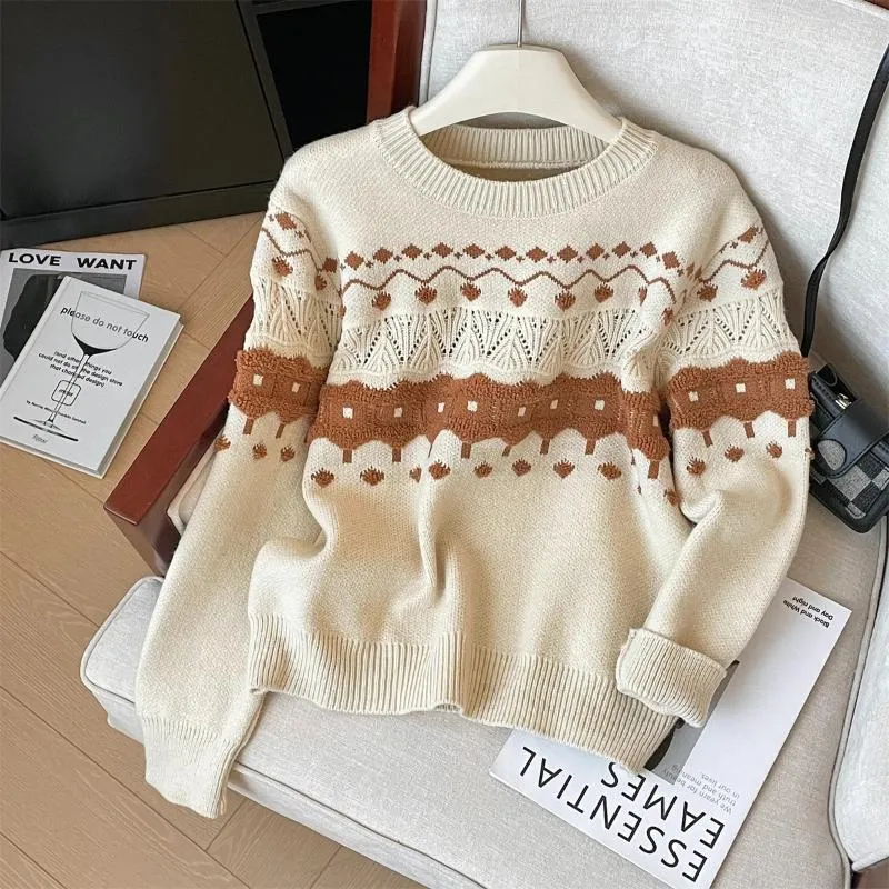 Kvinnors tröjor Forest Style College Lazy Sweater Women 2024 Autumn/Winter Small Statury Mink Inner Layer Knit Top Loose Fiting