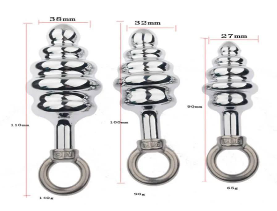 Rosca de parafuso de metal prateado, plugue de amor anal, anel de tração, contas de bunda, brinquedo de amor sexual a673702824