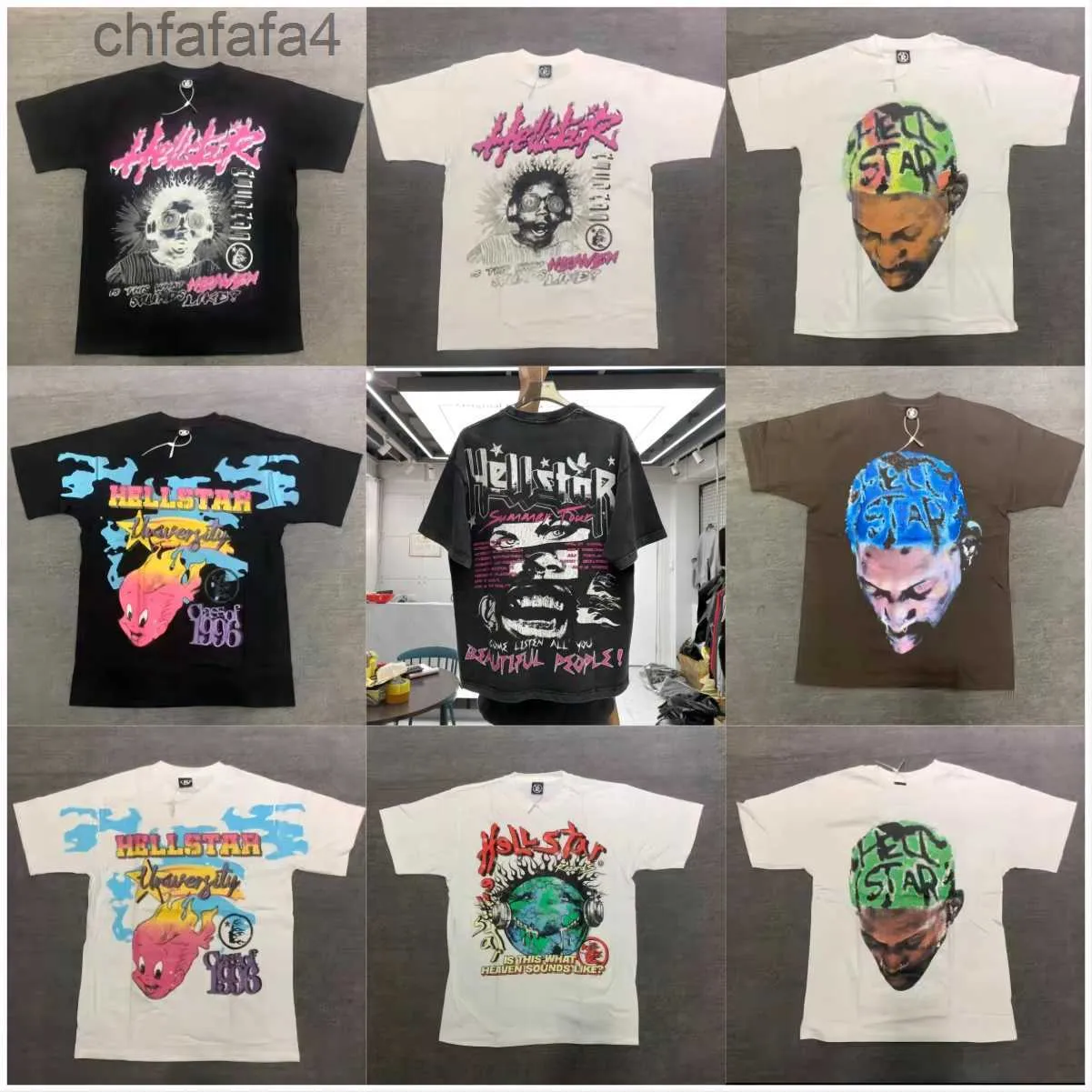 Männer T-shirts Hellstar Baumwolle T-shirt Mode Schwarz Männer Frauen Designer Kleidung Cartoon Grafik Punk Rock Tops Sommer High Street Streetwear J230807 Llky RKJ5