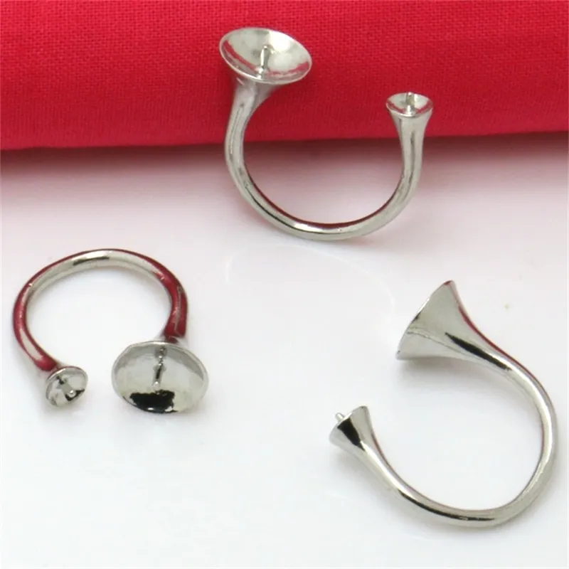 20pcs Wholesale Double Beads Ring Blank Jewelry with Rhodium Silver Plated fit for 5MM and 10MM Beads 240109