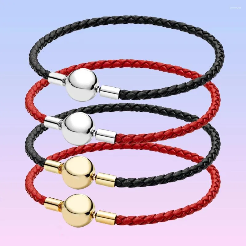 Charm Bracelets 925 Sterling Silver Moments Woven Leather Bracelet Fit Original Beads DIY Jewelry For Women Birthday Gifts