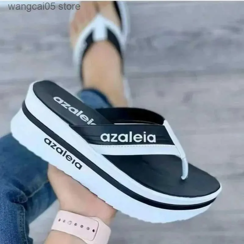 Chinelos femininos chinelos moda slip-on flip flops designer marca sandálias de cunha senhoras sapatos plataforma zapatos de mujer verão novo 2023 t240110