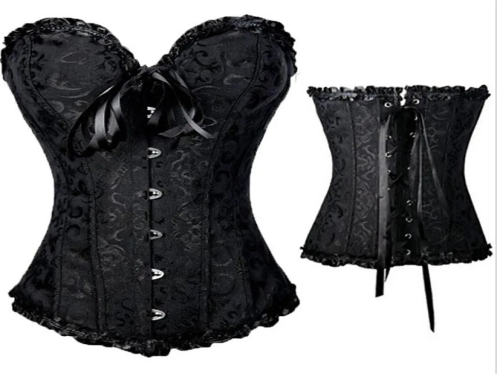 Satin Bone Lace Up Steampunk Corset Sexy Bustier Women Bustier Corset Overbust Slim Corset Straples4836721