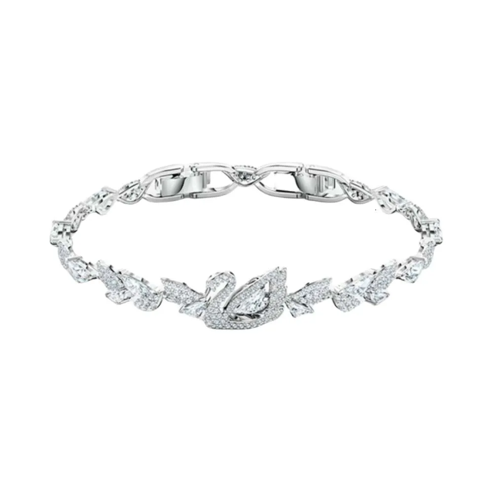 Swarovski armband designer kvinnor toppkvalitet armband hoppande kristall svan knapp armband kvinnlig svälja element inspirerande gås