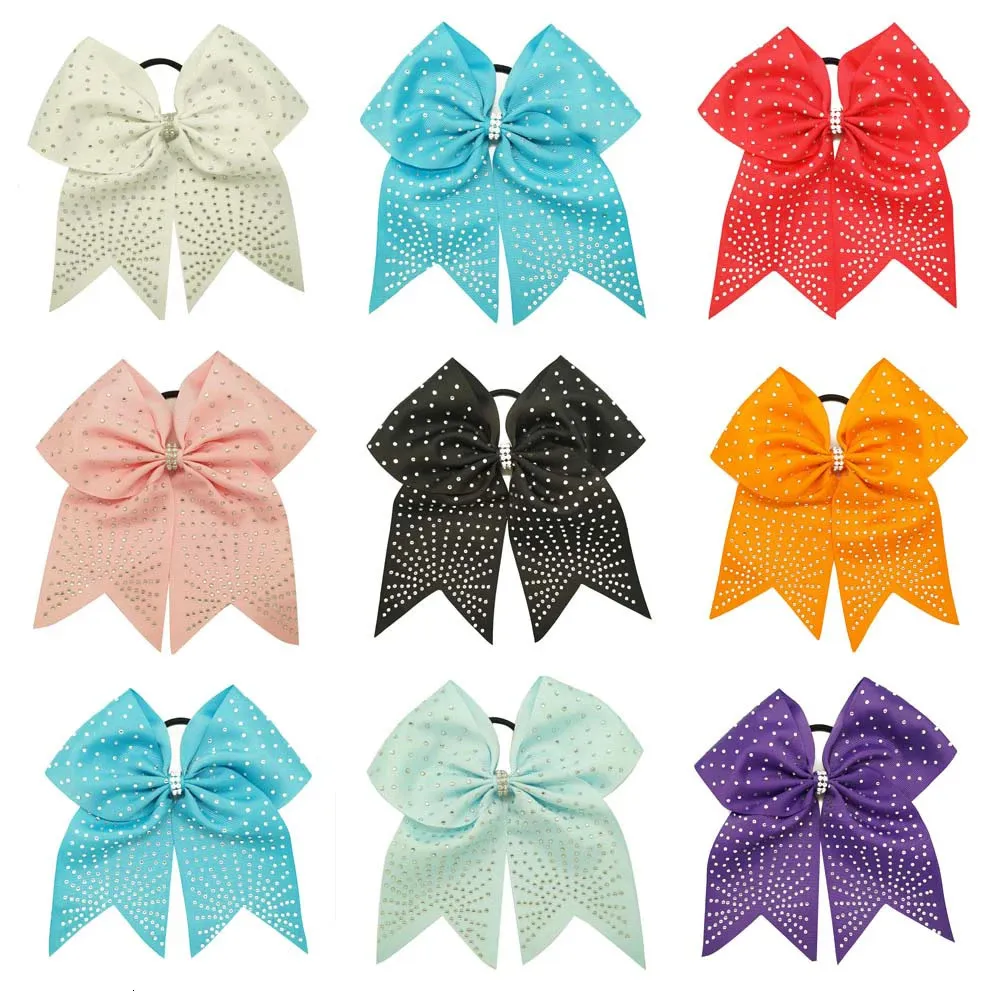 10st/set 8 strassare cheer bow för barn boutique diamantband stora hår bågar för flickor elastiska hårband hårtillbehör 240109