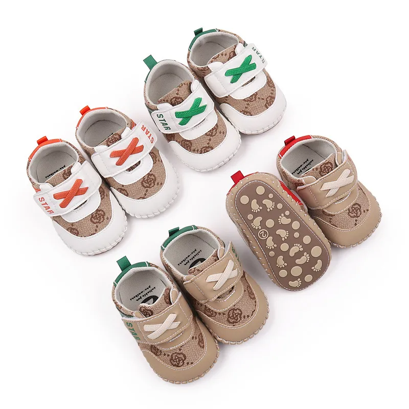 2024 Spring Baby floral letter printed first walkers toddler kids non-slip sneakers infant boys girls soft bottom casual shoes Z6628