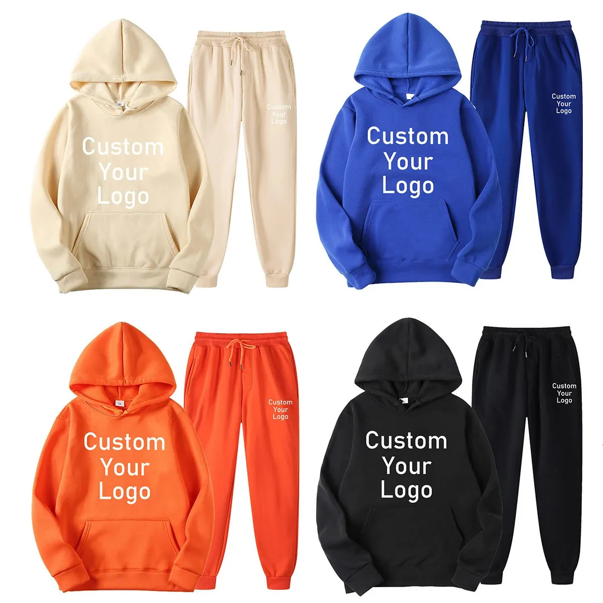 Make Your Design Text Custom Hoodies Sets Men Women Printed Original Design High Quality Gifts Sweatshirts and Sweatpants 240109