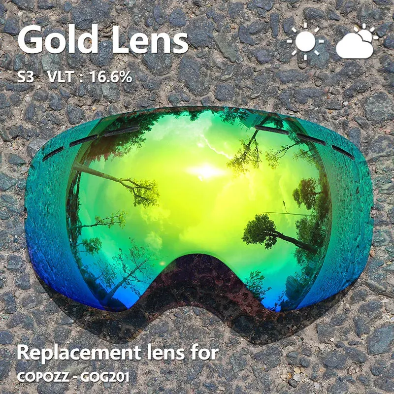 Sunny Cloudy Lens für Skibrille GOG-201 Antibeschlag UV400 große sphärische Skibrille Schneebrille BrillengläserOnly Lens 240109