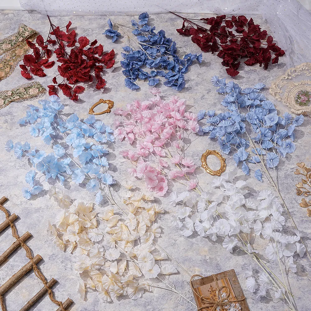 Fiore di simulazione di matrimonio Fiore di tromba Loulan Soffitto di nozze Decorazione di piombo stradale Progetto di fiori finti Decorazione della casa Puntelli di fiori di seta SHN