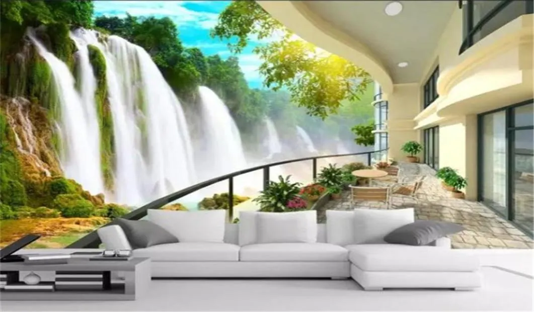 Papier peint 3D personnalisé HD belle cascade paysage salon chambre fond mur décor à la maison peinture murale fonds d'écran4274498