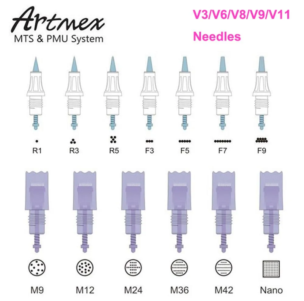 20 stuks Artmex V3 V6 V8 V9 V11 Vervanging Naalden Cartridges PMU Systeem Body Art Permanente Make-up Tattoo Naald derma pen6984742