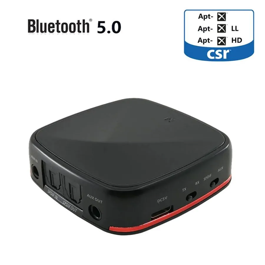 Connecteurs Émetteur Bluetooth 5.0 Récepteur audio sans fil Adaptateur de récepteur Aptx Hd Csr8675 avec Toslink optique numérique/spdif/aux