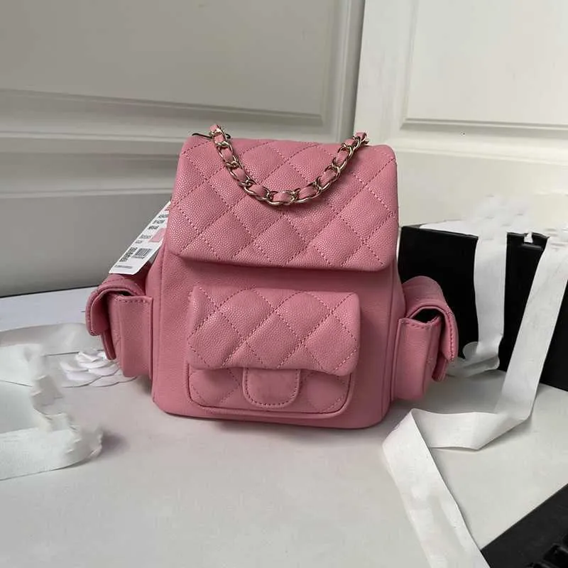 Sac Qualité 2024 Top Nouvelles Femmes Épaule Designer Véritable Sac À Dos En Cuir Rose Noir Or Matériel Trois Petites Poches Airpods Pro avec