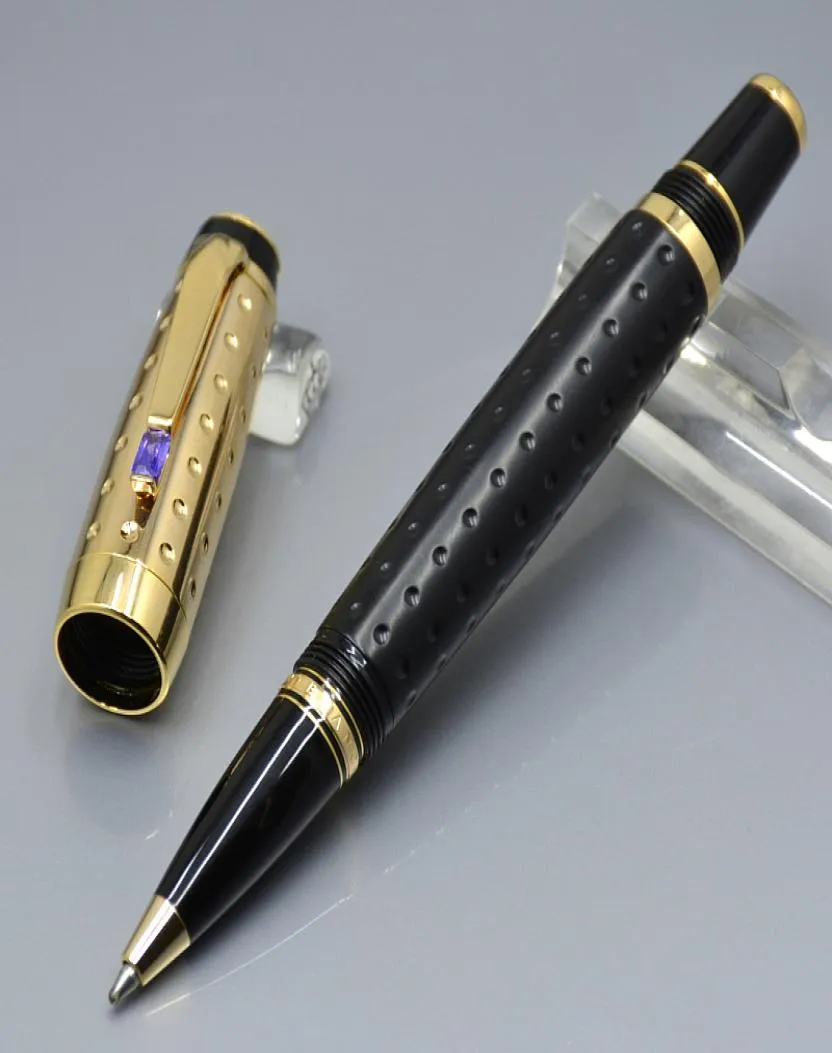 Classic Balck and Gold Roller Ball Pen with Gem School Office Stationery Luxurs Skriv bläckpennor för gåva8370991