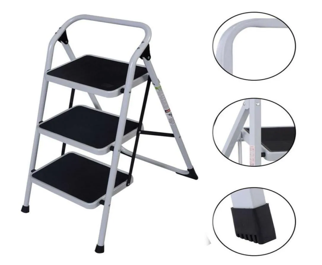 NEU Protable 3 Step Ladder Folding Non Slip Safety Tread Heavy Duty Industrial Home Building Materials7547582