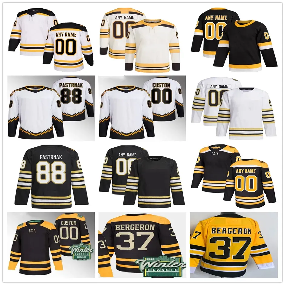 Aangepaste 100e verjaardag Boston hockeyshirt David Pastrnak Patrice Bergeron Brad Marchand Bobby Orr Charlie McAvoy Jake DeBrusk 2023-2024 klassieke wintertruien