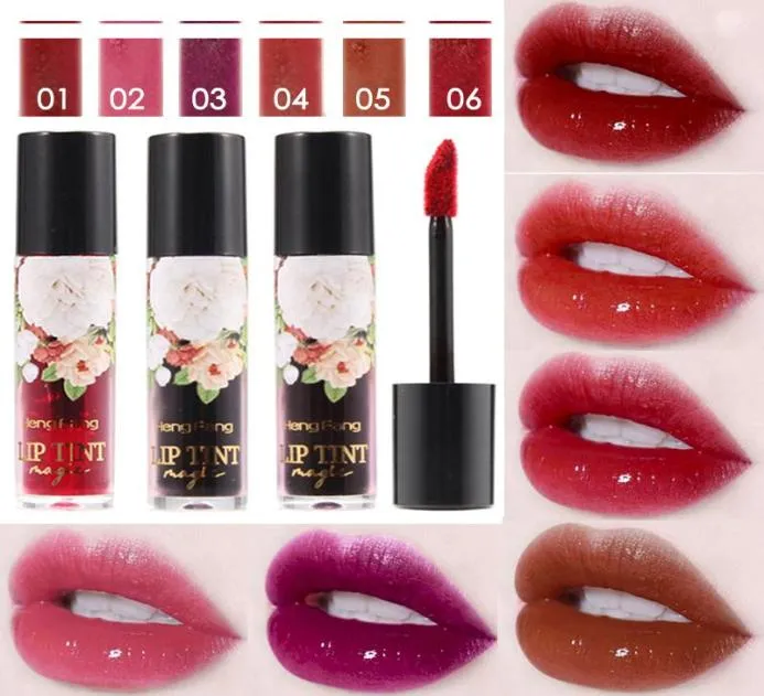 Retro elegante rosa rojo tinte de labios impermeable de larga duración multifunción brillo de labios tinte líquido lápiz labial colorete cosméticos 7930320